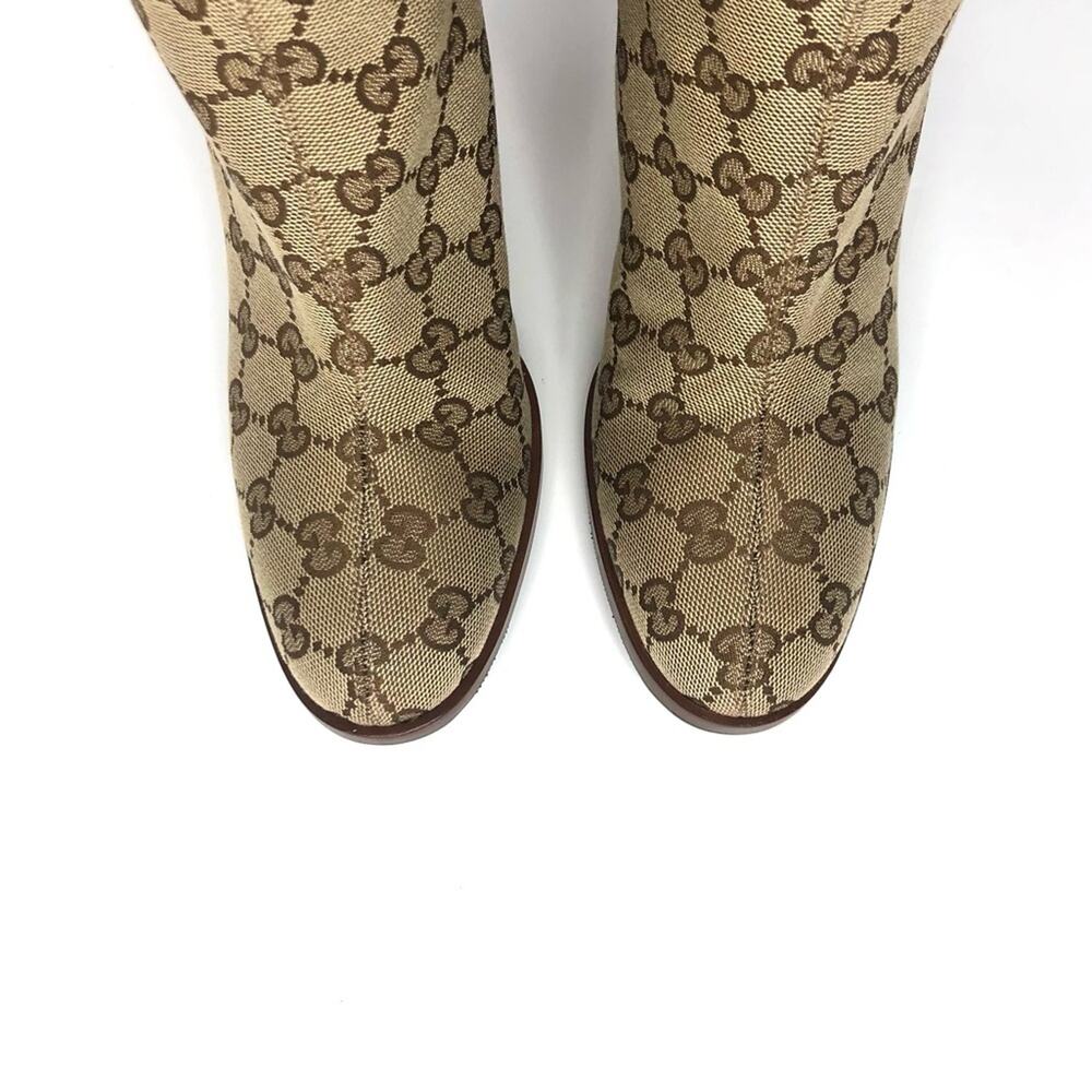 Gucci Thigh High GG Monogram Slouch Heeled Boots 37 - Picture 6 of 9